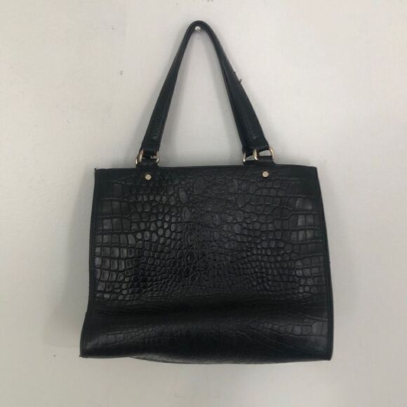DKNY Women's Embossed Crocodile Skin Pattern Shoulder Bag Black - Picture 2 of 6